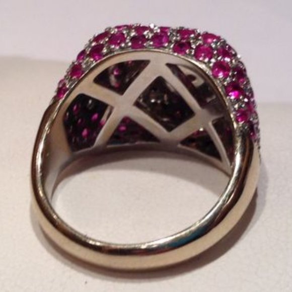 ♥ 90's 18K Gold ♥ Pink Sapphire Diamonds - Picture 3 of 4